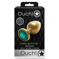 Ouch! Bijou anal Round Gem M 7 x 3.3cm Doré-Vert